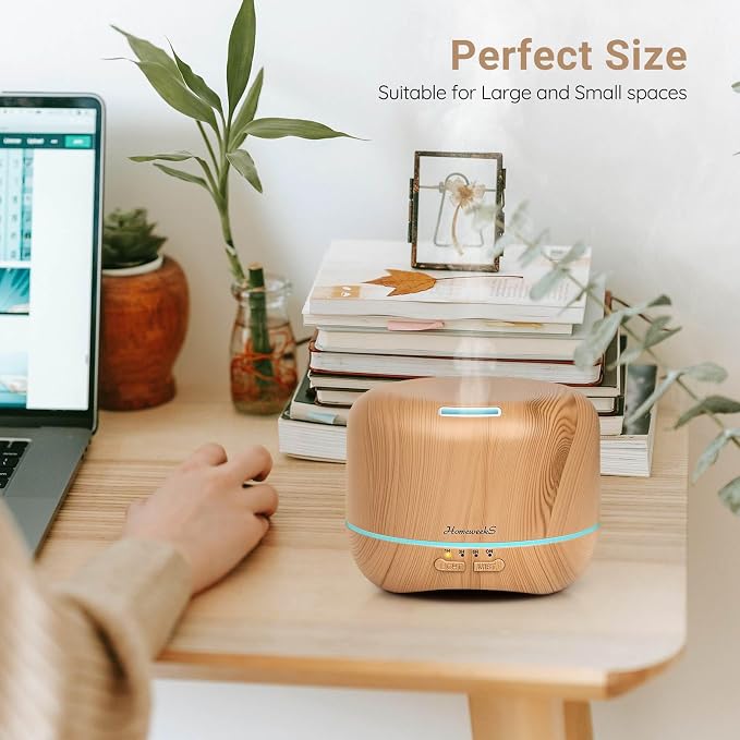 300ml Essential Oil Diffuser, Quiet Aromatherapy Mist Diffusers for Essential Oils, Wood Grain, Ultrasonic, Remote Control