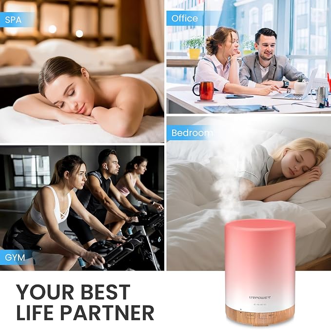 300ml Essential Oil Diffuser Ultrasonic Air Humidifier AUTO Shut Off Aromatherapy Scent Diffuser Night Light 7 Color Changing
