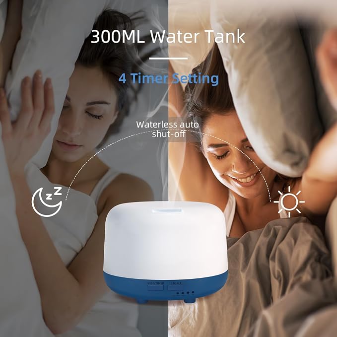 300ML Essential Oil Diffuser with Remote Control, 7 LED Color Changing Light,Ultrasonic Cool Mist Scent Humidifier, alternate