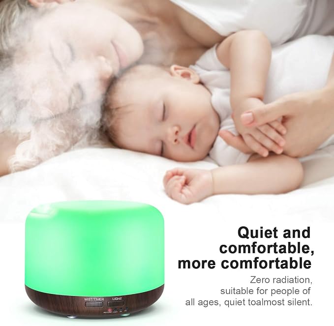 300ML Essential Oil Diffuser with Remote Control,Ultrasonic Aromatherapy Air Diffuser Humidifier,Aroma Diffuser with 7 LED