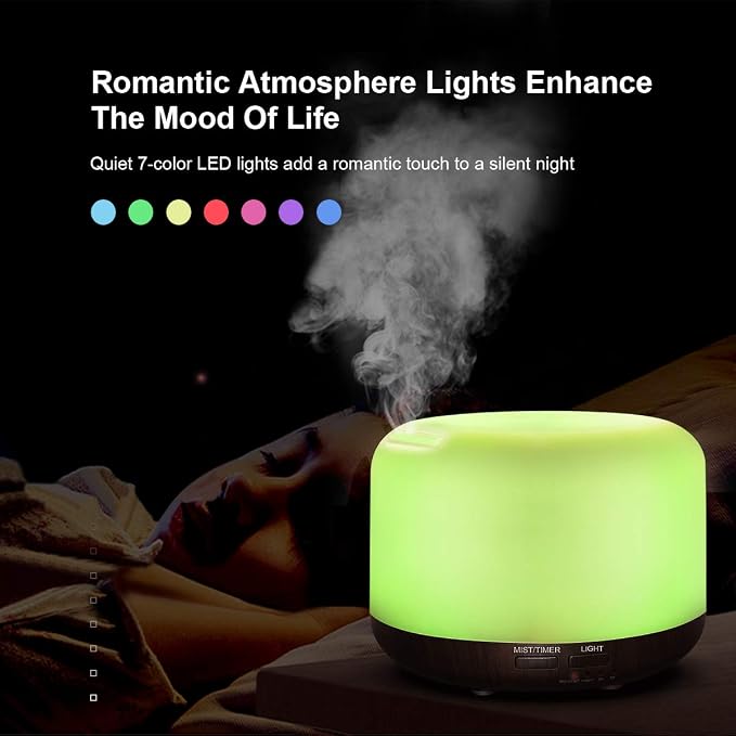 300ML Essential Oil Diffuser with Remote Control,Ultrasonic Aromatherapy Air Diffuser Humidifier,Aroma Diffuser with 7 LED