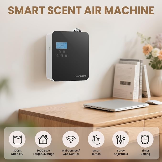300ML Waterless Scent Essential Oil Diffuser - 3000 Sq.Ft Smart Scent Machine for Home & Hotel HVAC Aromatherapy Air Diffuser