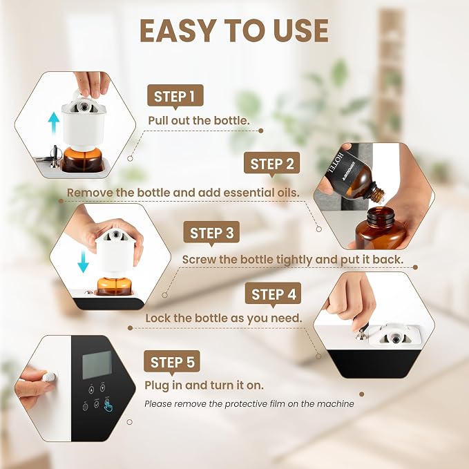 300ML Waterless Scent Essential Oil Diffuser - 3000 Sq.Ft Smart Scent Machine for Home & Hotel HVAC Aromatherapy Air Diffuser