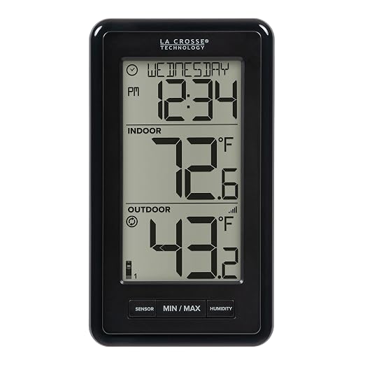 308-43647-INT Digital Black Wireless Thermometer with Indoor Humidity, LCD, product image