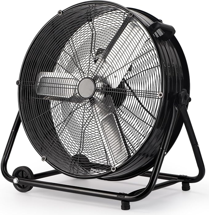 30Inch Industrial Drum Fan,14000CFM Heavy Duty Floor Fan, Powerful 3-Speed Air Circulator with 360° Tilt Castors,550W High