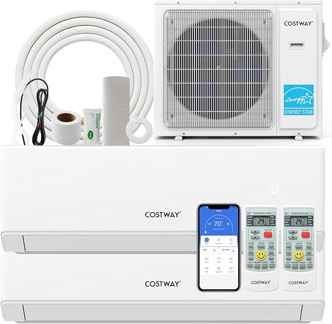 30k Dual 2 Zone Mini Split Air Conditioner, 23 SEER2 9000 BTU+ 24000 BTU, 208-230V, product image