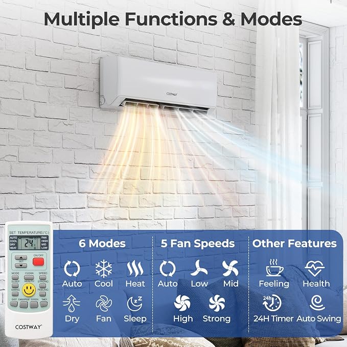 30k Dual 2 Zone Mini Split Air Conditioner, 23 SEER2 9000 BTU+ 24000 BTU, 208-230V, alternate product view 3