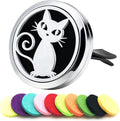 30mm Car Essential Oil Diffuser Vent Clip Christmas Car Accessories for Women Locket with Vent Clips 10 Felt Pads(Cat Black)