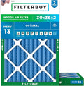 30x36x2 Air Filter MERV 13 Optimal Smoke & Allergy Defense (2-Pack), Electrostatic Pleated HVAC AC Furnace Filters