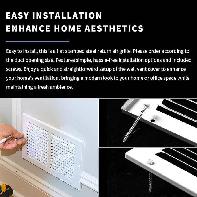 30x8 Return Air Grille(Duct Opening Size),Air Return Vent Cover,Flat Vent Cover,Rejillas De Aire Acondicionado para