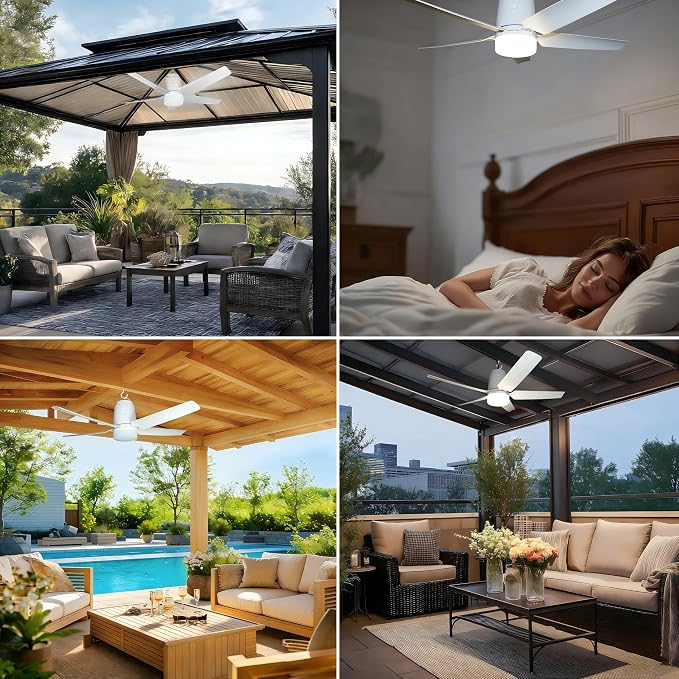 31.5" Gazebo Fans Outdoor Hanging, Canopy Fan with Light 3000-6500K, Portable Plug in Ceiling Fan with Remote, Hook, Great