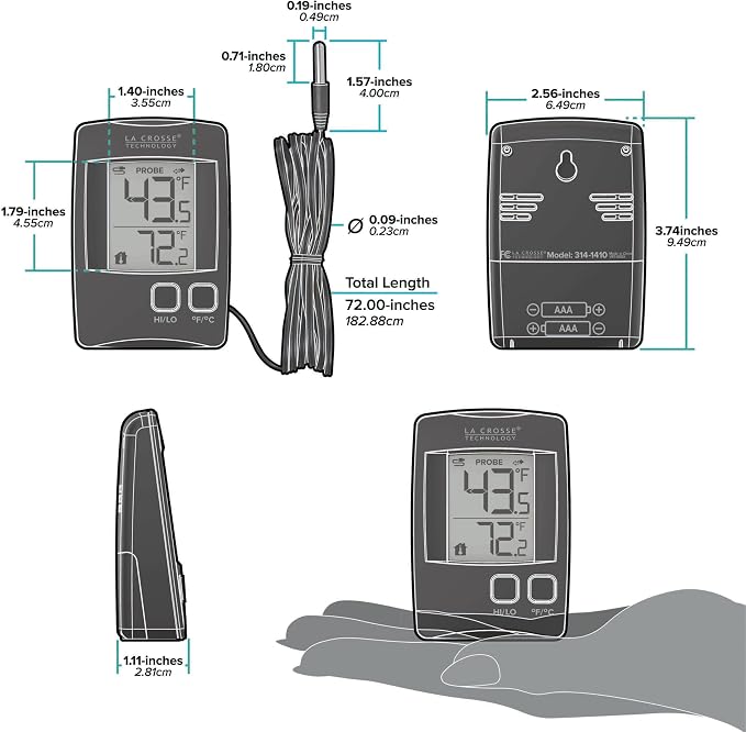 314-1410 Battery Operated Digital Thermometer with Wired Probe, alternate product view 6