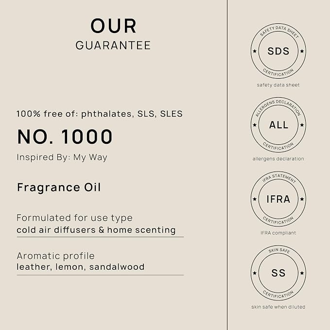 [32 Fl Oz] Scent No 1000 Inspired by My Way Diffuser Oil; Hotel Scents for Cold Air Diffuser - Waterless Diffuser Oil
