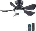 32 Inch Modern Ceiling Fans with Lights, Small Flush Mount Ceiling Fan with Light and Remote/APP Control, 5 Reversible 6