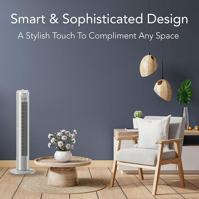 32-Inch Oscillating Tower Fan – Ultra- Bladeless Design with 3 Speeds, alternate product view 2