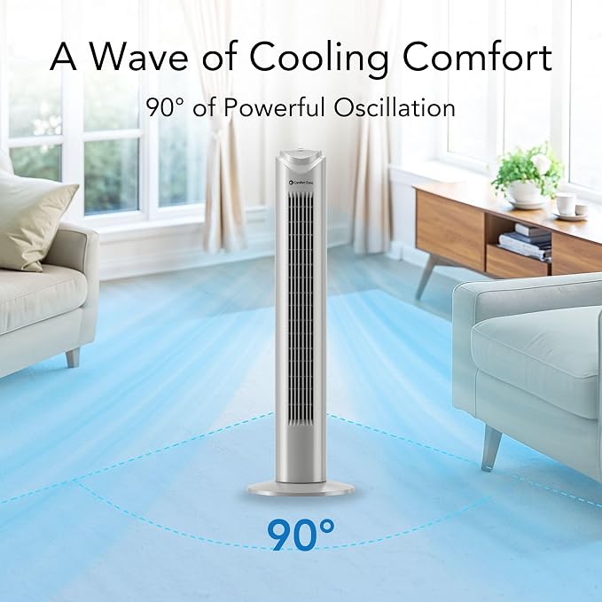 32-Inch Oscillating Tower Fan – Ultra- Bladeless Design with 3 Speeds, alternate product view 3