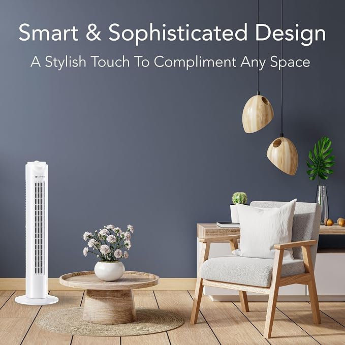32-Inch Oscillating Tower Fan – Ultra- Bladeless Design with 3 Speeds, alternate product view 2