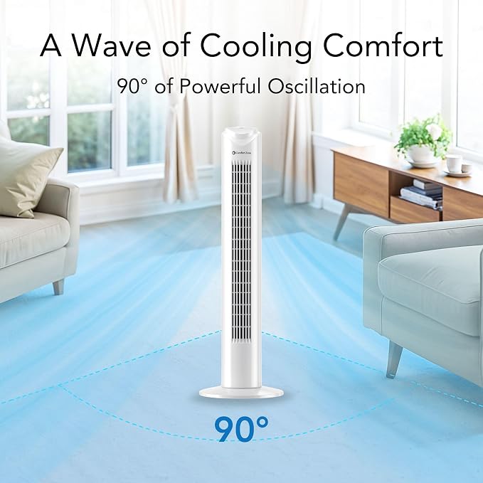 32-Inch Oscillating Tower Fan – Ultra- Bladeless Design with 3 Speeds, alternate product view 3