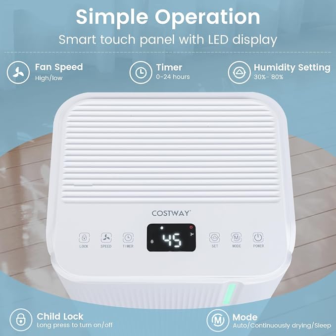 32 Pints Dehumidifier for Home, 2000 Sq.Ft Portable Dehumidifier for Bedroom, Basement, Bathroom, 24H Timer, 3-Color