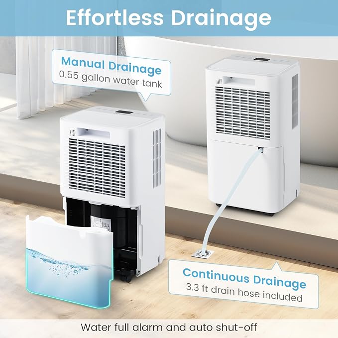 32 Pints Dehumidifier for Home, 2000 Sq.Ft Portable Dehumidifier for Bedroom, Basement, Bathroom, 24H Timer, 3-Color