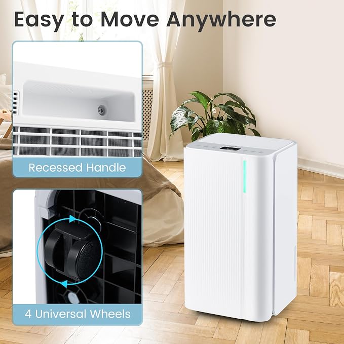 32 Pints Dehumidifier for Home, 2000 Sq.Ft Portable Dehumidifier for Bedroom, Basement, Bathroom, 24H Timer, 3-Color