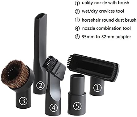 32mm Vacuum Attachments Accessories, Vacuum Cleaning Set Brush Nozzle Crevice Tool with 35mm to 32mm Hose Adapter 5pcs