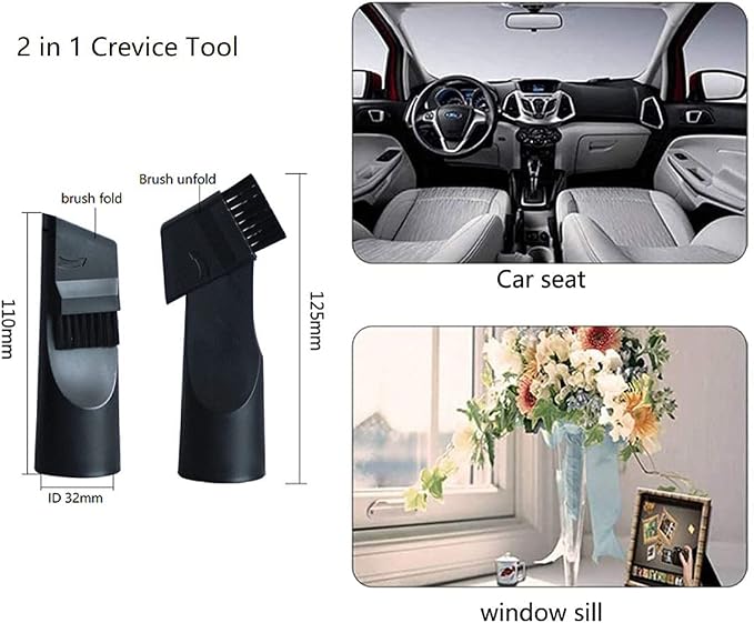 32mm Vacuum Attachments Accessories, Vacuum Cleaning Set Brush Nozzle Crevice Tool with 35mm to 32mm Hose Adapter 5pcs