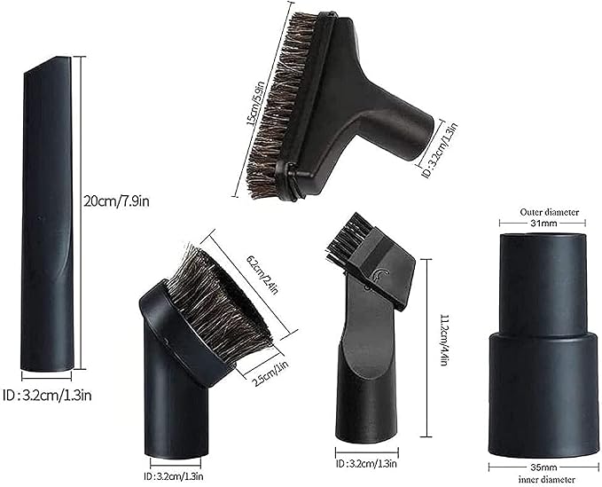 32mm Vacuum Attachments Accessories, Vacuum Cleaning Set Brush Nozzle Crevice Tool with 35mm to 32mm Hose Adapter 5pcs