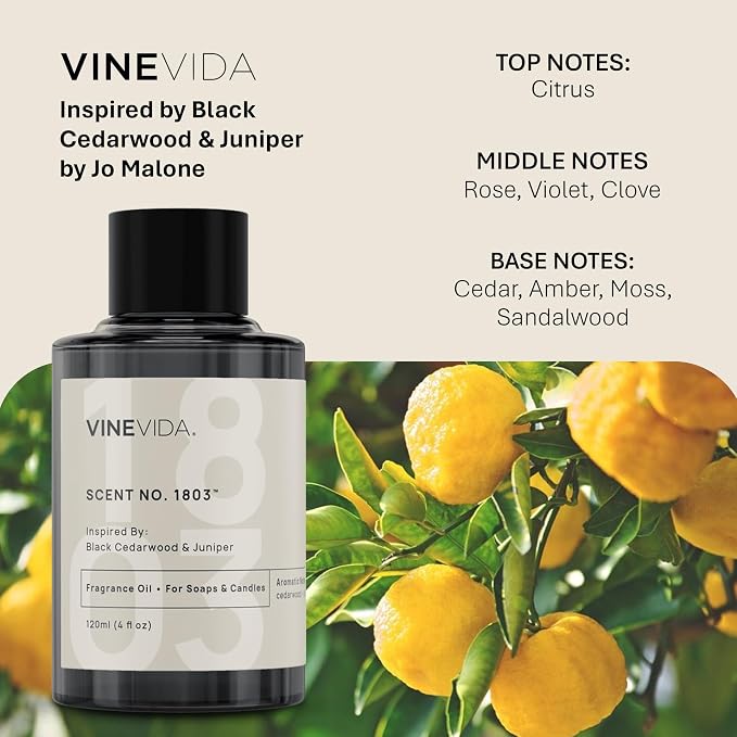 [32oz] Black Cedarwood & Juniper Fragrance Oil for Candle Making - Natural Candle Oil Scents - Soap Making Essential Oil