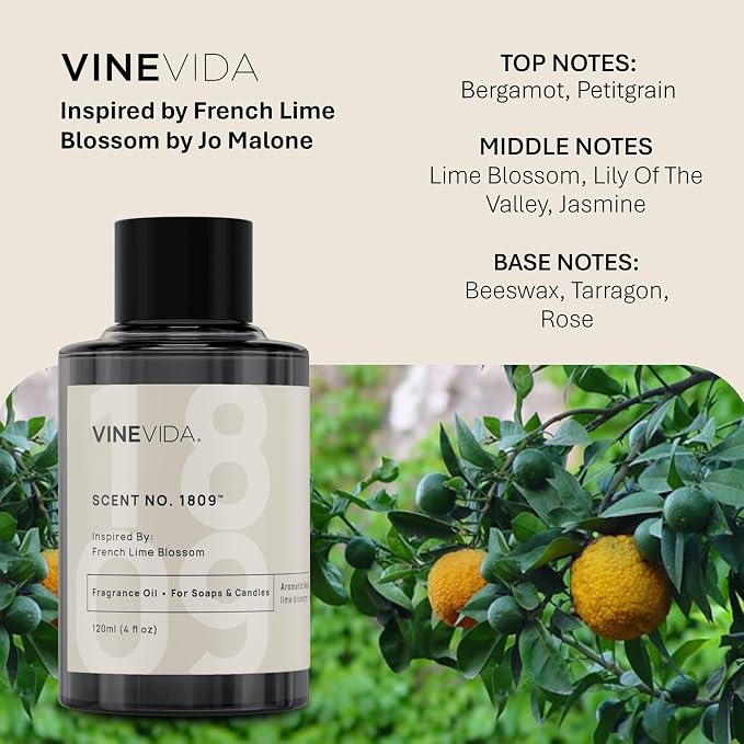 [32oz] French Lime Blossom Fragrance Oil for Candle Making - Natural Candle Oil Scents - Soap Making Essential Oil - Made in
