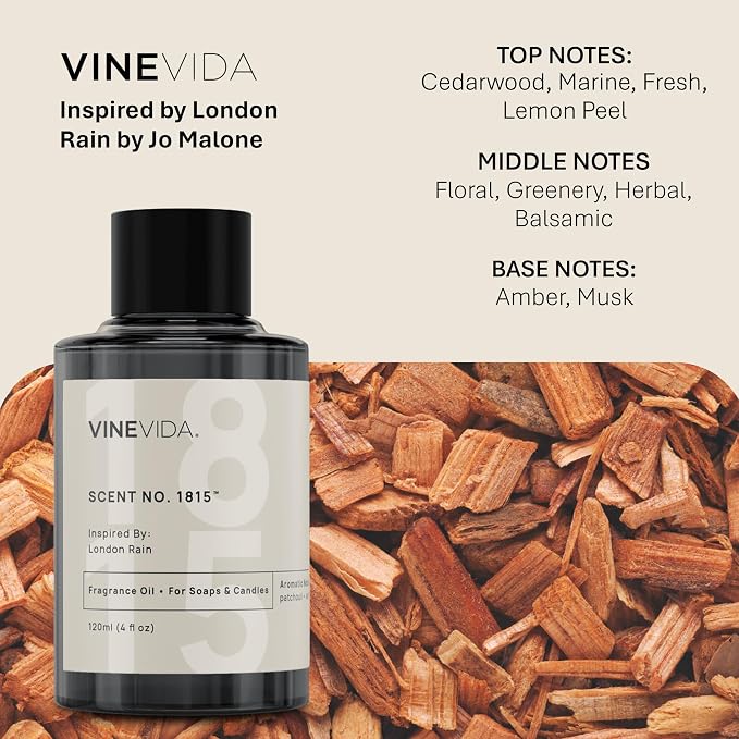 [32oz] London Rain Fragrance Oil for Candle Making - Natural Candle Oil Scents - Soap Making Essential Oil - Made in USA