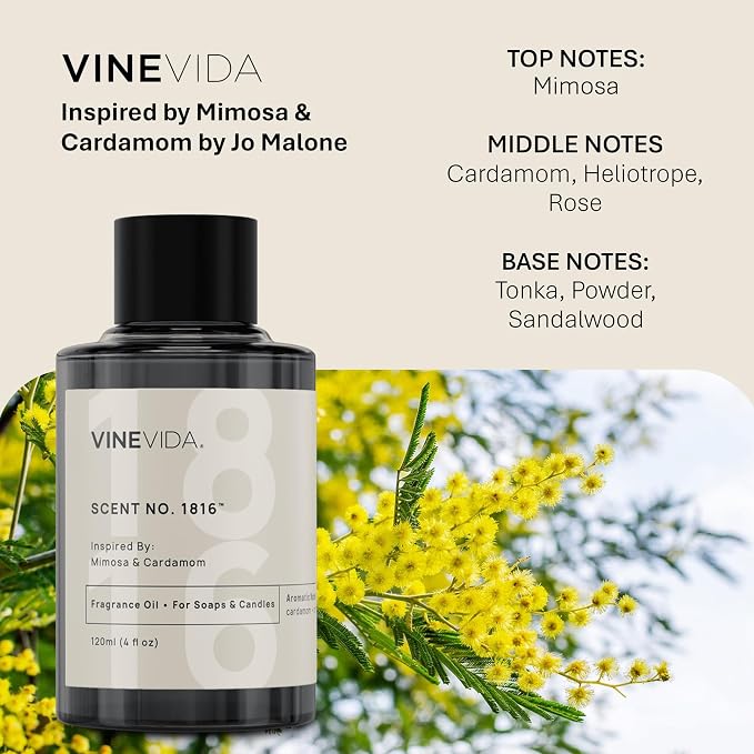 [32oz] Mimosa & Cardamom Fragrance Oil for Candle Making - Natural Candle Oil Scents - Soap Making Essential Oil - Made in