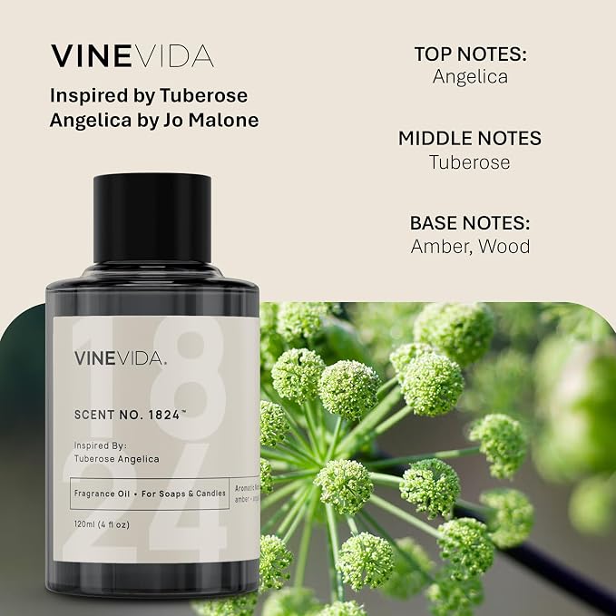 [32oz] Tuberose Angelica Fragrance Oil for Candle Making - Natural Candle Oil Scents - Soap Making Essential Oil - Made in