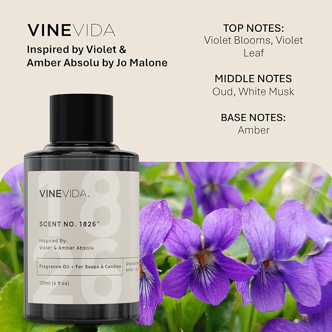 [32oz] Violet & Amber Absolu Fragrance Oil for Candle Making - Natural Candle Oil Scents - Soap Making Essential Oil - Made