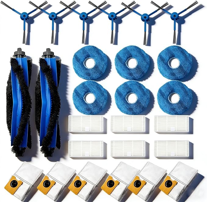 33-Pack Big Accessories Kit For Omni C20, Replacement Parts include 2 Main Brush, 8 Side Brushes, 8 Dust Bags, 8 Mop