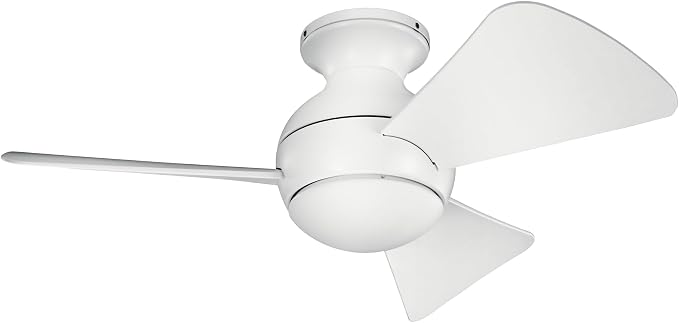 330150MWH 34 Inch Sola Ceiling Fan LED, 3 Speed Wall Control Full Function, Matte White Finish with Matte White Blades