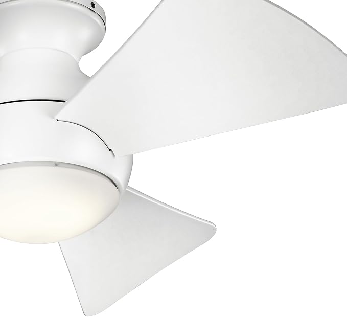 330150MWH 34 Inch Sola Ceiling Fan LED, 3 Speed Wall Control Full Function, Matte White Finish with Matte White Blades