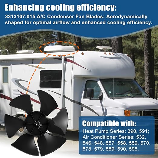 3313107.015 Conditioner Parts Fan Blade Compatible with Dometic Brisk and Duo-Therm RV Heat Pump/Air Conditioning