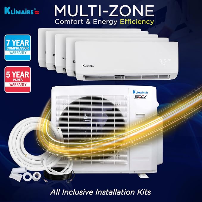 35,000 BTU 5-Zone 23.1 SEER2 Wall Mounted Mini Split Heat Pump System w/All Inclusive Installation Kits (4x 6,000 BTU +