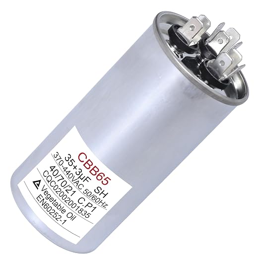 35+3 uF 35/3 MFD 370V/440V CBB65B Dual Run Round Capacitor 50/60 Hz - Replacement for AC Motor Run or Fan Start