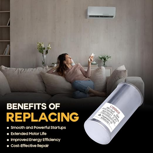 35+3 uF 35/3 MFD 370V/440V CBB65B Dual Run Round Capacitor 50/60 Hz - Replacement for AC Motor Run or Fan Start, alternate