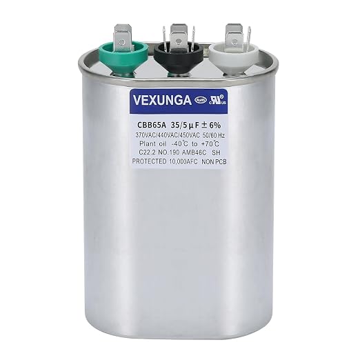 35/5 uF 35+5 MFD 370V 440V 450V Oval Dual Run Start AC Capacitor 35 5 uF 370 440 450 Volt VAC CBB65 Air
