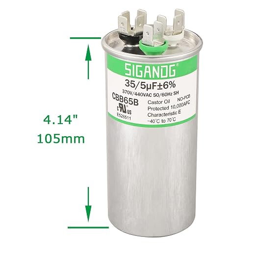 35/5 uF 35+5 MFD 370V or 440V CBB65 Dual Run Start Round Capacitor 35 5 uF MFD 370 440 Volt VAC for Condenser, alternate view