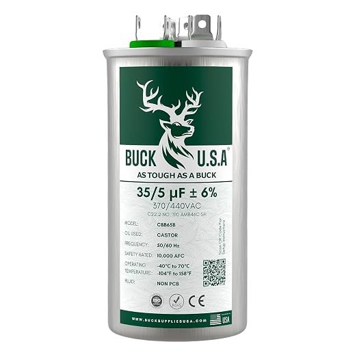 35+5uF 35/5 MFD ±6% CBB65B Dual Run Round Start Capacitor - Ideal for HVAC Systems, Air Conditioner Unit Fan