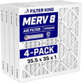 35.5x35x1 Air Filter (MERV 8) (4-Pack) Dust & Allergy Control AC Furnace Filters, MADE IN USA, HVAC, Pleated, product image