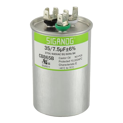 35/7.5 uF 35+7.5 MFD 370V or 440V CBB65 Dual Run Start Round Capacitor 35 7.5 uF MFD 370 440 Volt VAC for