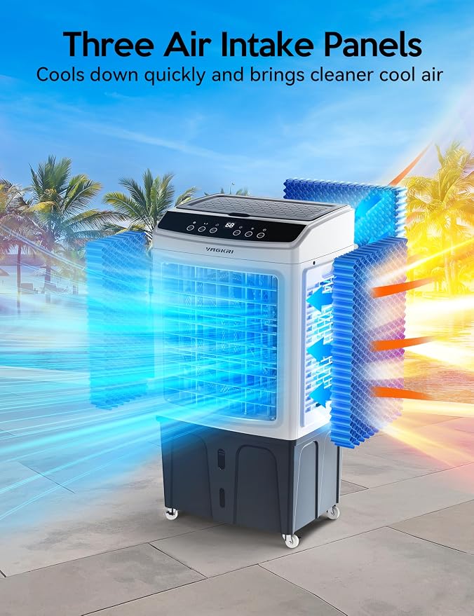 35" Evaporative Air Cooler, 2800CFM Swamp Cooler, 120°Oscillation Air Cooler with Remote Control, 24H Timer, 3 Modes & Wind