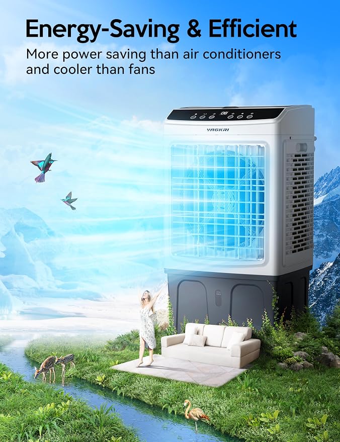 35" Evaporative Air Cooler, 2800CFM Swamp Cooler, 120°Oscillation Air Cooler with Remote Control, 24H Timer, 3 Modes & Wind