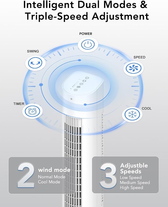 35 INCH Evaporative Air Cooler, 3-IN-1 Quiet Portable Air Conditioners Windowless with 3 Speed, alternate product view 3
