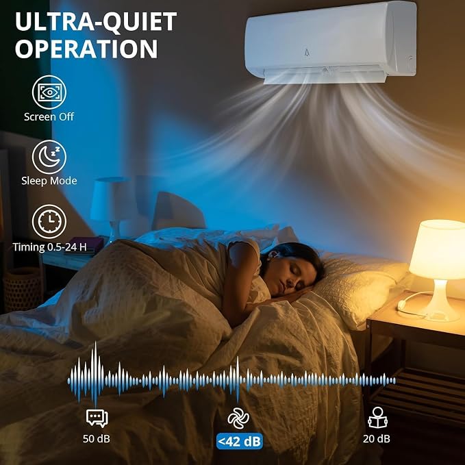 35000 BTU 4 Zone WIFI Mini Split AC/Heating System, 19 SEER2 Quad Zone 4 × 9000 BTU Ductless Split Air Conditioner with